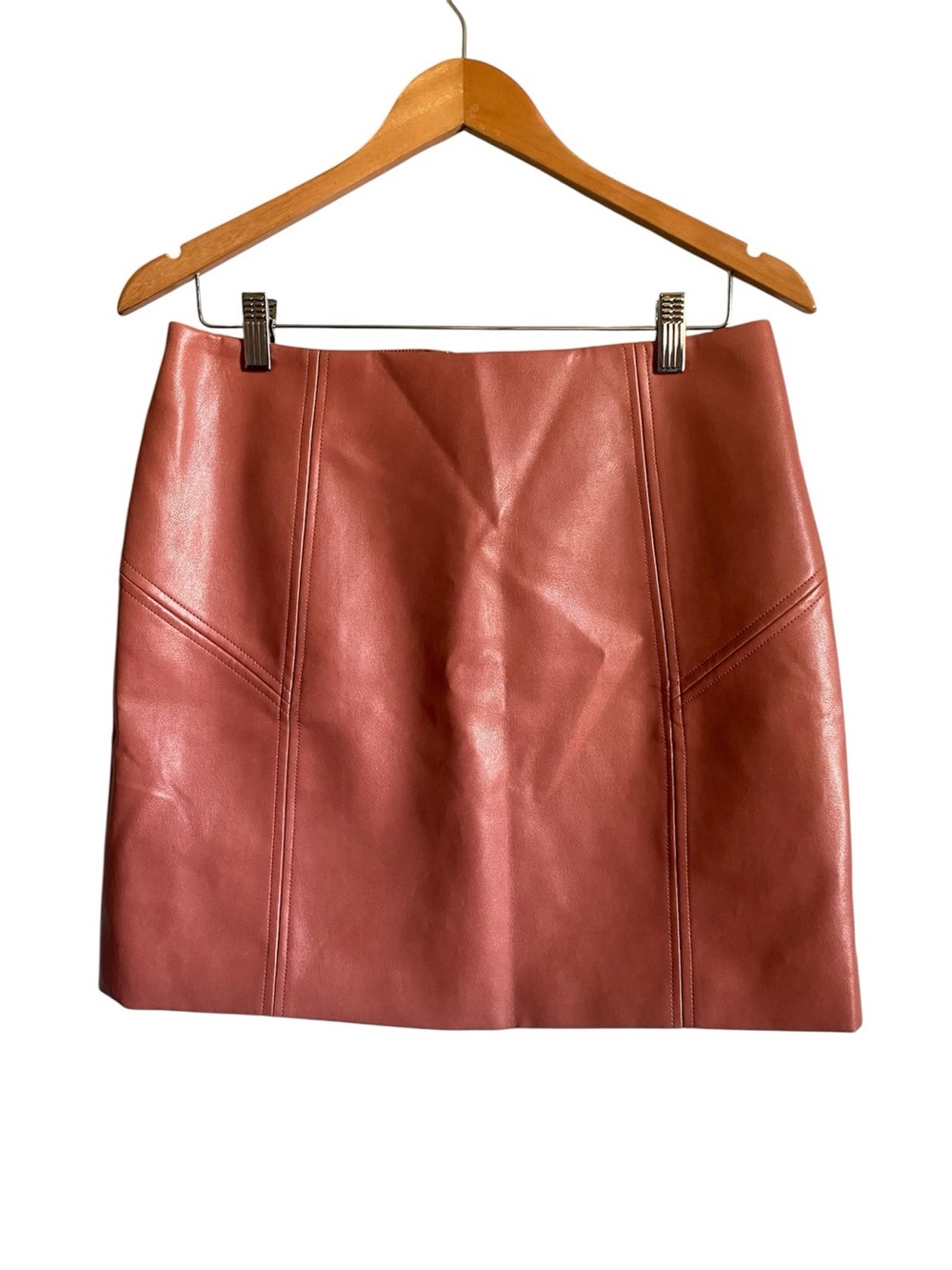 Bagatelle Faux Leather Dusty Pink Mini Skirt Zipped Back Medium NWT Casual Edgy